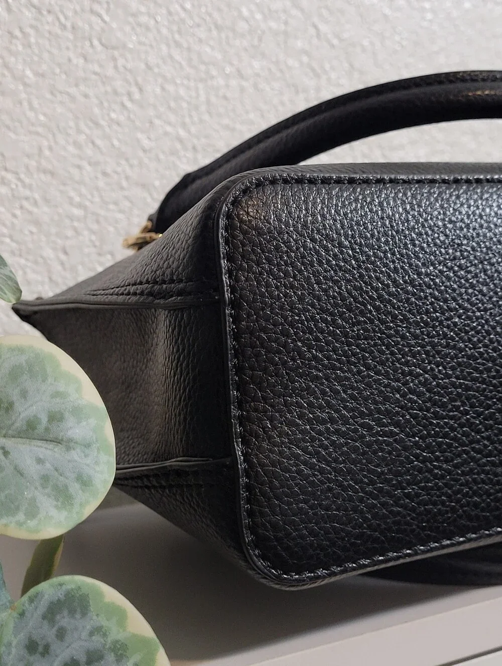 NWT GUESS Davina Charms Black Satchel Handbag with Gold Chain and Charm Accents